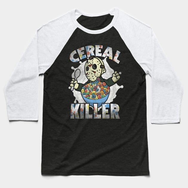 Cereal Killer Funny Retro 80s Horror Parody Baseball T-Shirt by CultTees